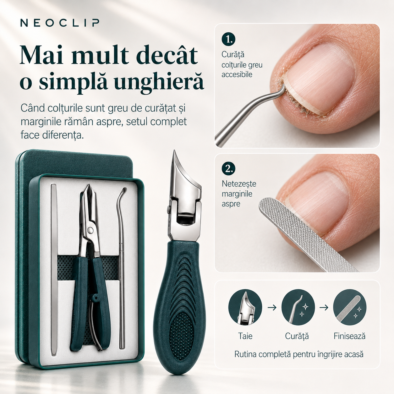 NeoClip - Set Profesional pentru Unghii Dure și Colțuri